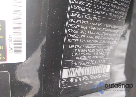 2016 Land Rover Range Rover Sport 3.0L V6 Supercharged Se z USA, uszkodzony, nr VIN SALWG2PF7GA111041